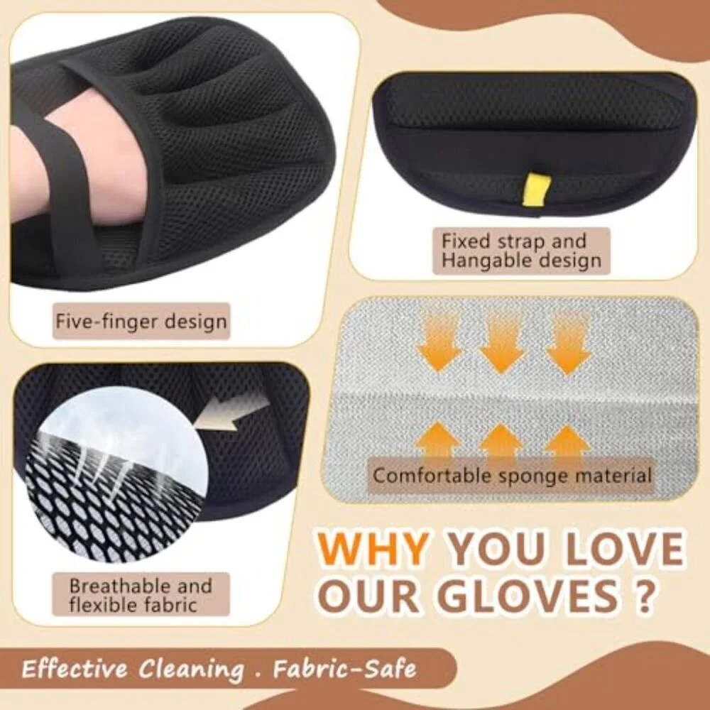 Electrostatic Pet Hair Removal Glove Reusable Five-Finger Design Grooming Tool